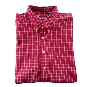 GANT Heritage Twill Men's 2XL Red Hunt Plaid Check Oxford Button Up Short Sleeve